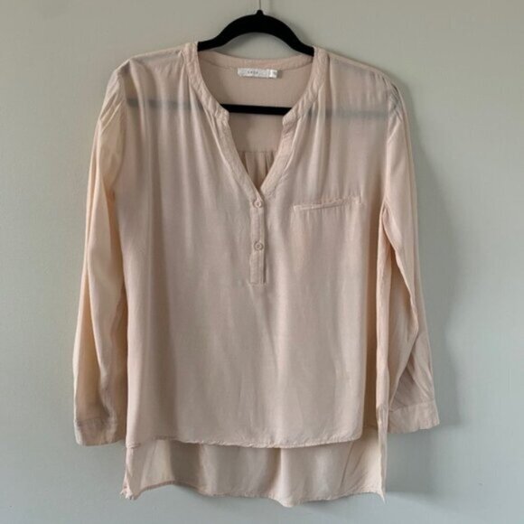 Anthropologie Lush Women’s Button Blouse Top 3/4 Length Sleeve Peach Pink Small - Picture 2 of 16